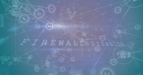 Image of network with firewall writing.